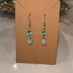 Elegant Silver and Aqua Beaded Earrings